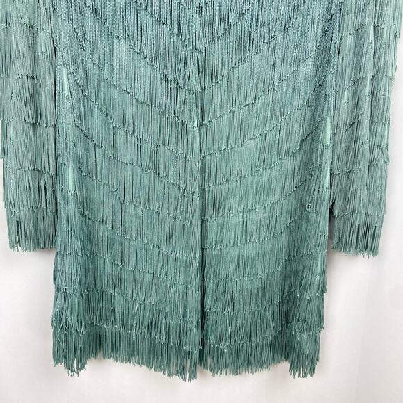 Vintage Nightworks Fringe‎ Tunic Plus Size 18W Aqua Light Teal Flapper Disco - Picture 9 of 10